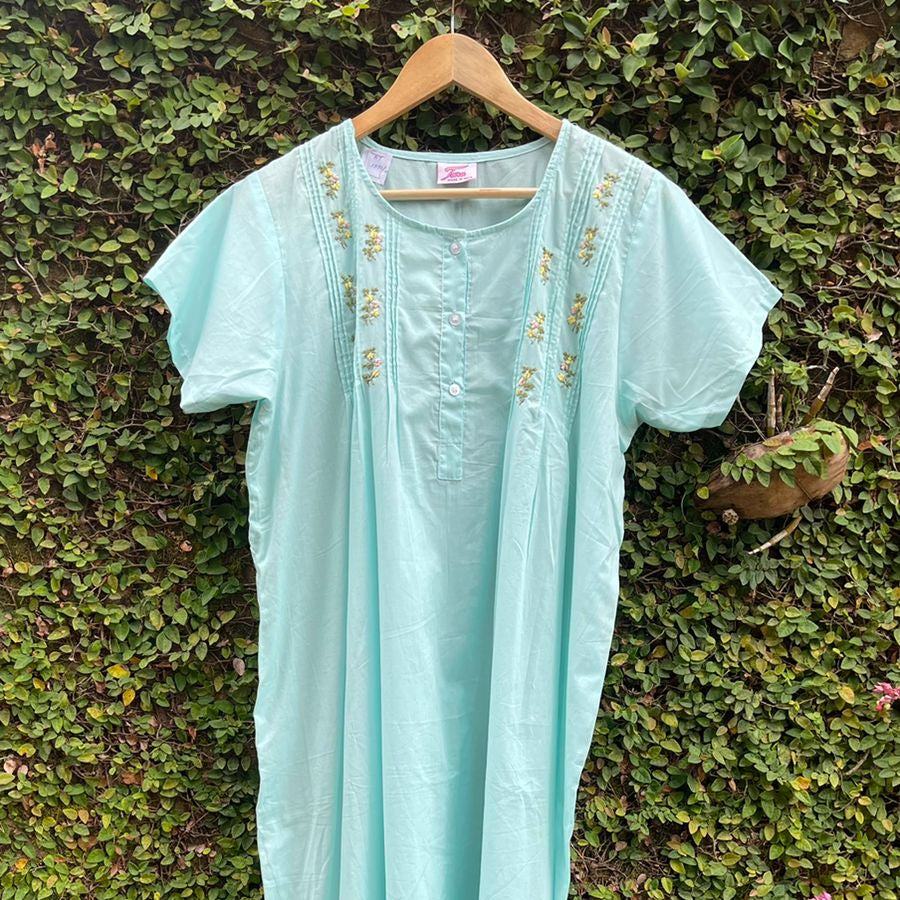 Pastel Tone Blue Pin Tuck Nighty