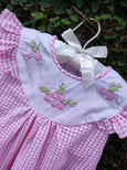 Embroidered High Yoke Gingham Baby Dresses