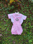 Pink Gingham Playful Kitties Embroidered Romper