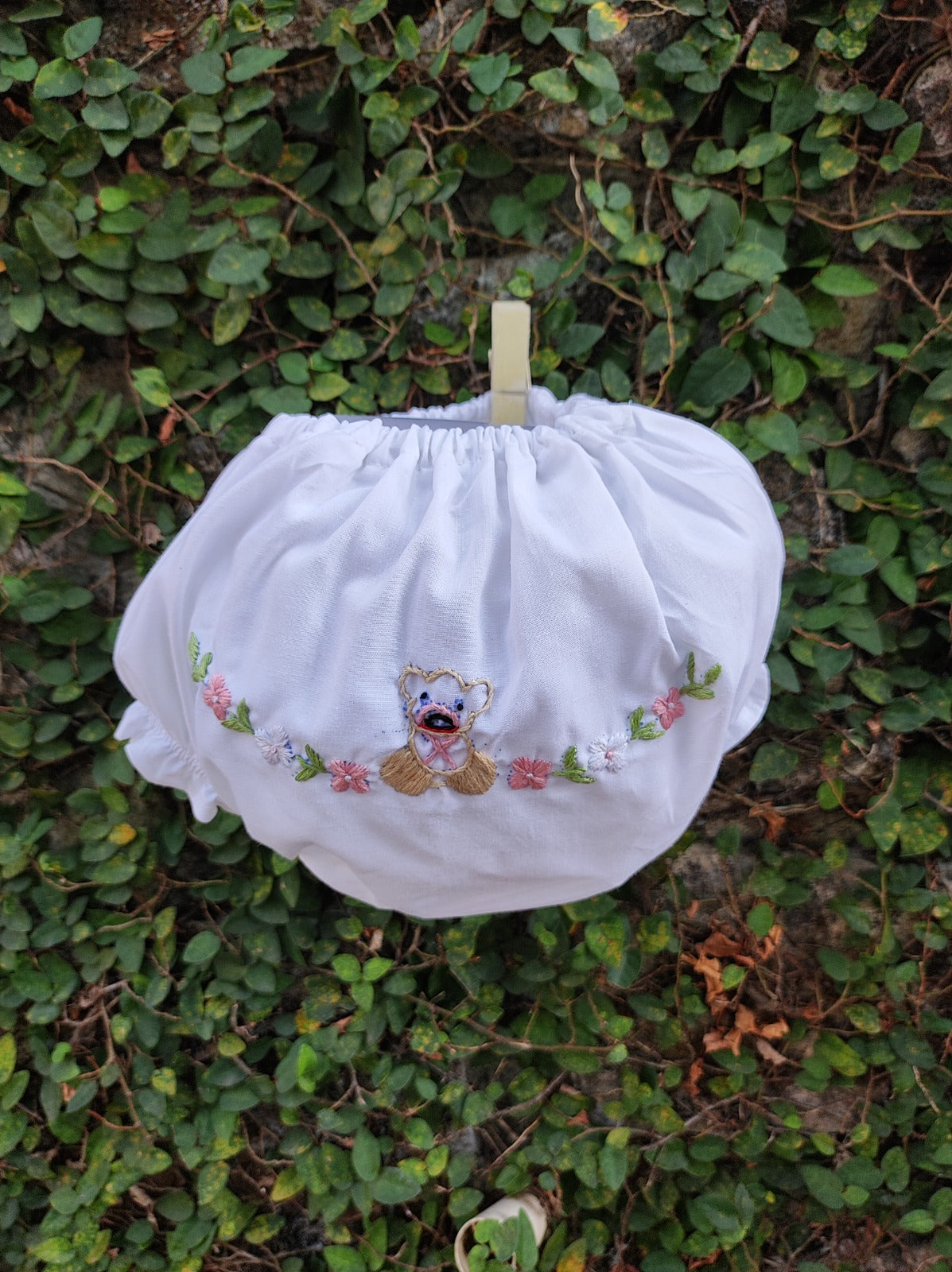 Teddy on Floral Vine Baby Cotton Panties