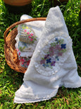 lilac floral spread applique baby towel