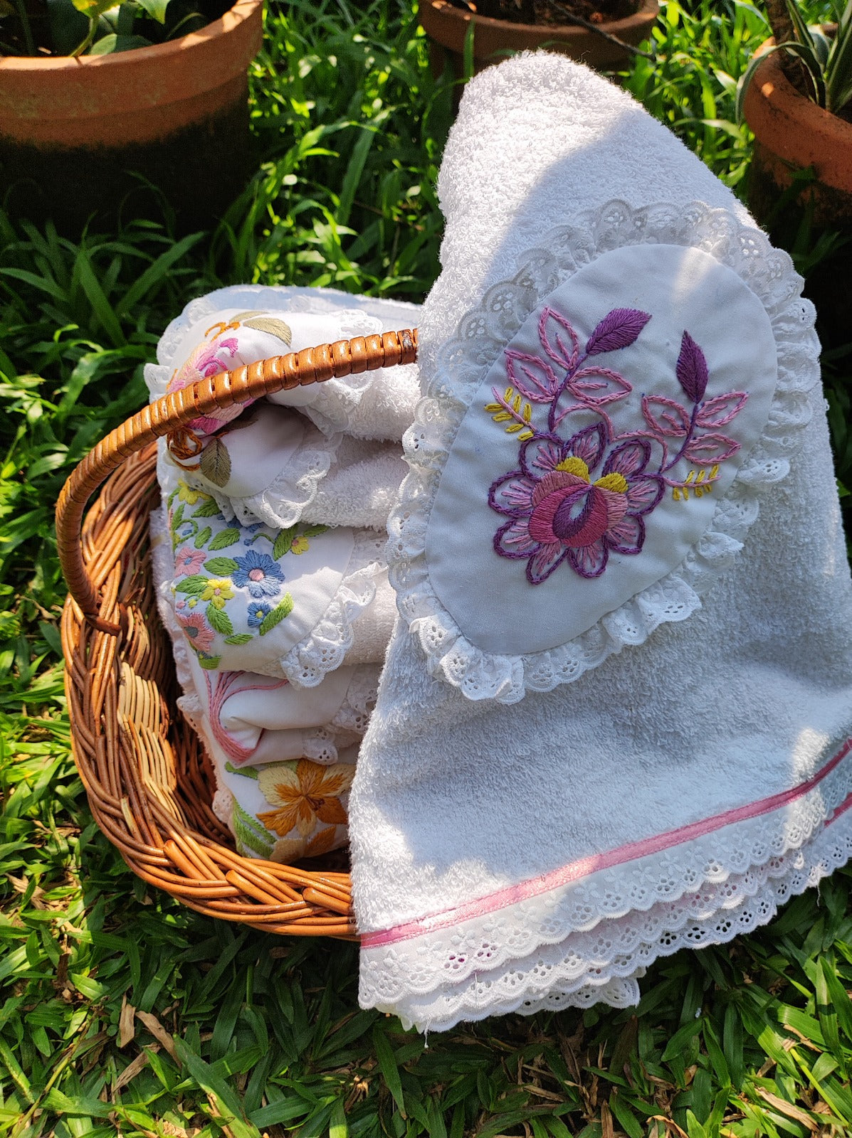 embroidered  flower baby towel