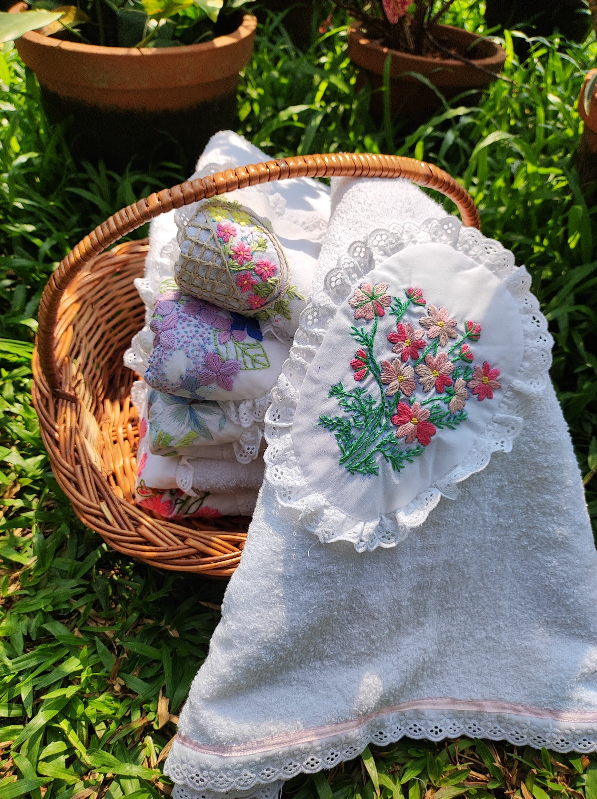 floral fun applique baby towel