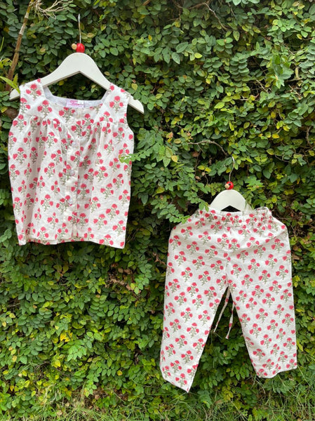 cherry print kids pyjama set