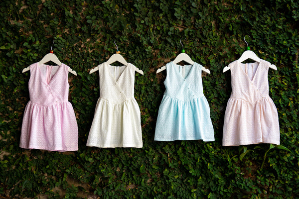 embroidered fabric baby dresses