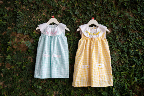 embroidered yoke baby dresses