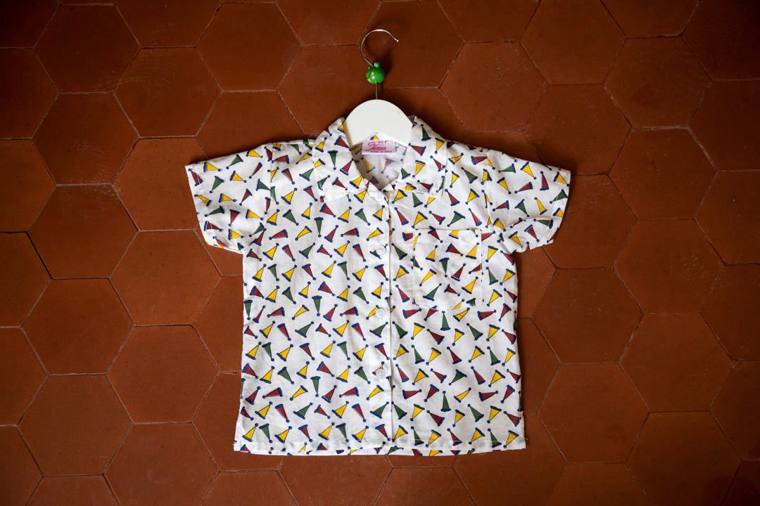Colourful Cap Prints Cotton Shirt
