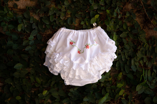 FLORAL EMBROIDERY WITH LACE BABY PANTY
