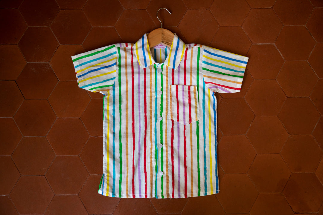 multicolour boys cotton shirt