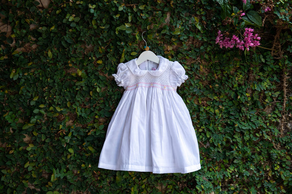 peter pan collared white baby dress