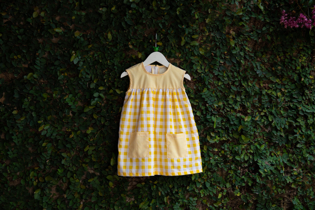 yellow checkered baby dress