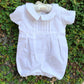 Embroidered White Christening Romper