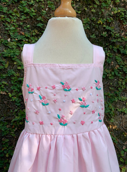 pink embroidered sleeveless dress