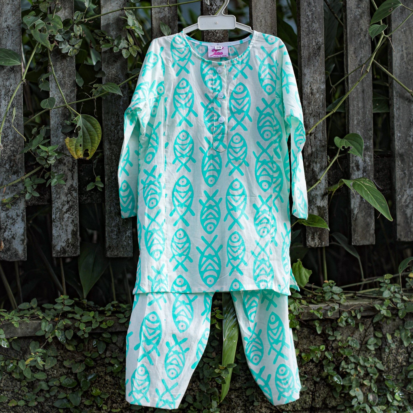 fish print kids nightwear