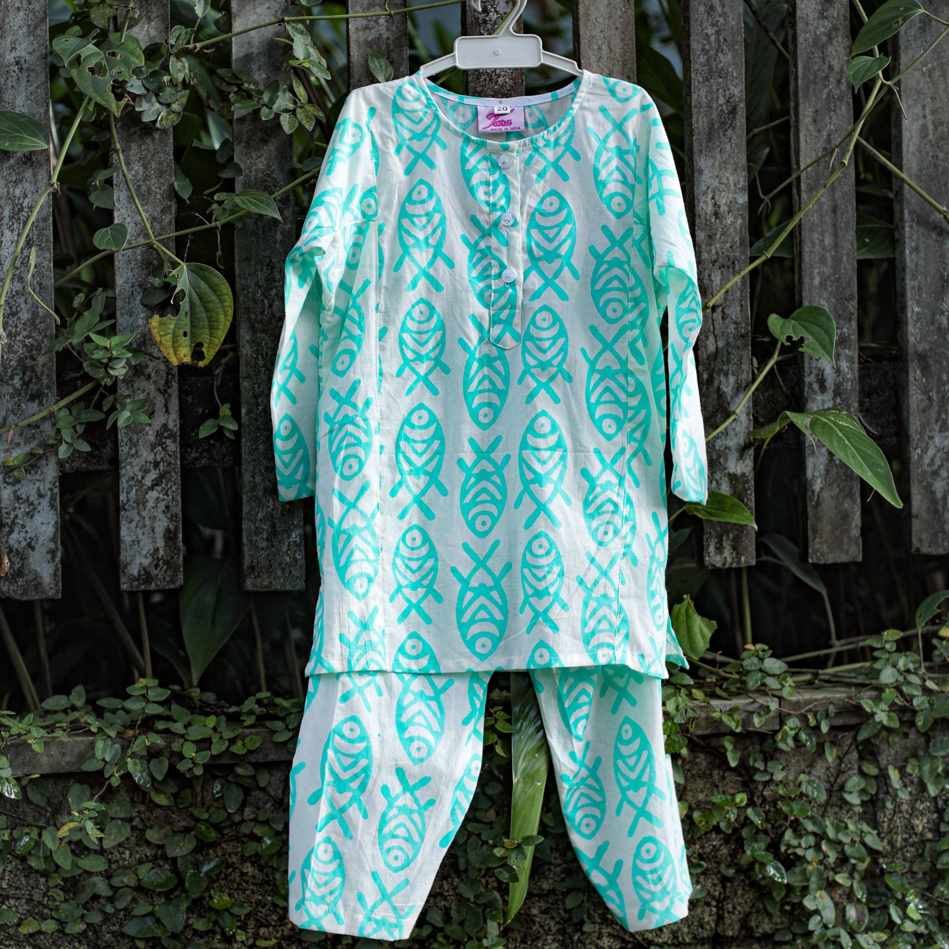 fish print kids nightwear