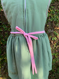 Smocked Tea Green Crepe Dress