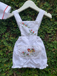 Hen And Pretty Flowers Hand Embroidered Dungarees Set