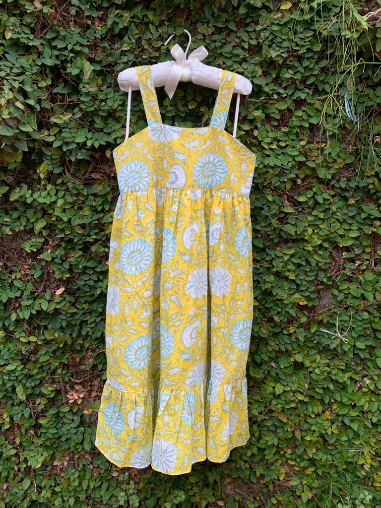yellow floral printed dress