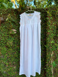 Cotton White on White Sleeveless Night Wear