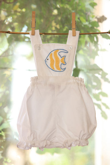 Flounder Fish on White Rompers